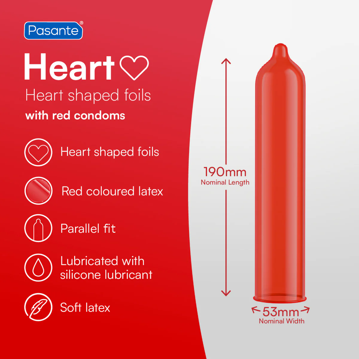 Pasante Heart Condoms 12 Pack - Image 3