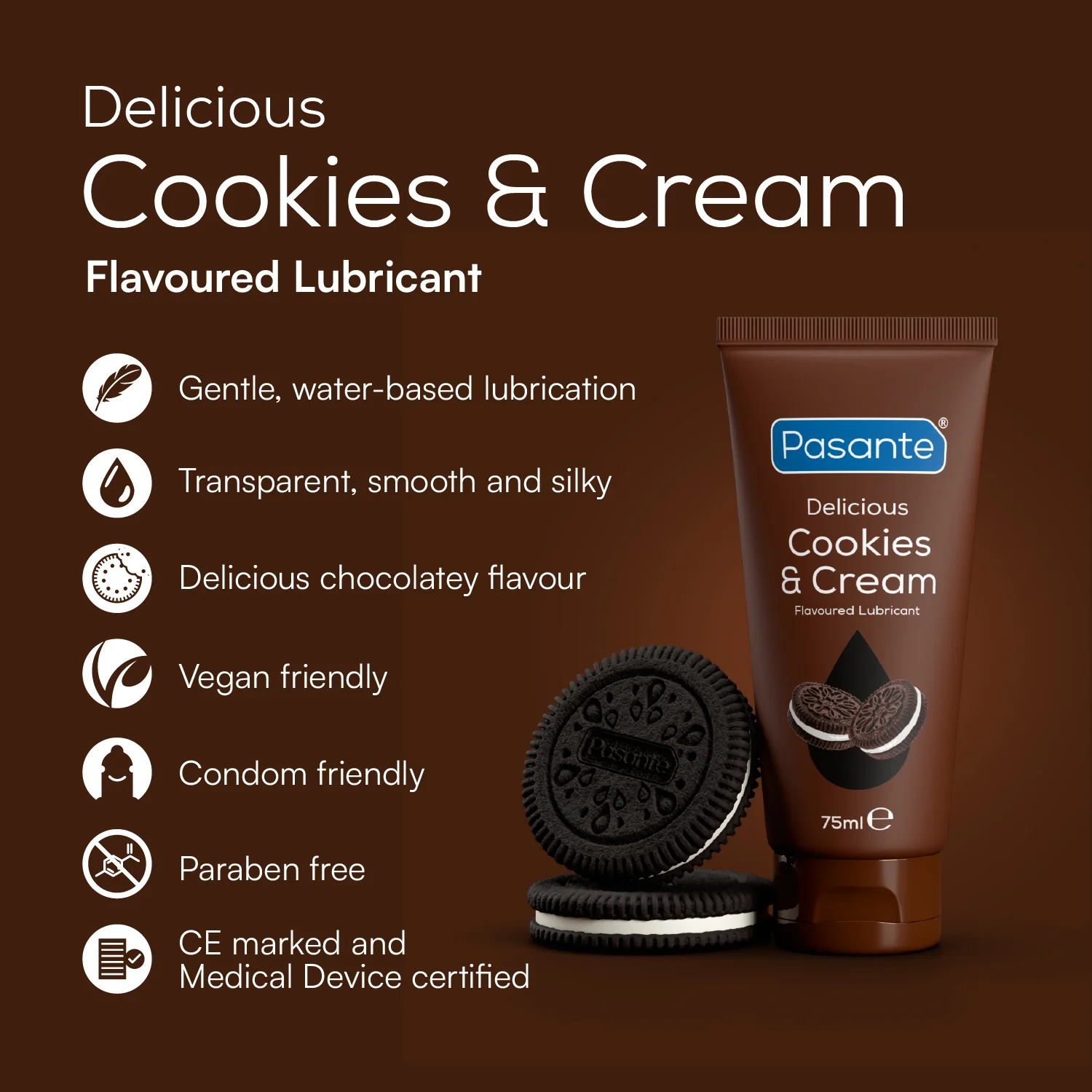 Pasante Cookies & Cream Flavoured Lube in 75ml Tube - Image 3