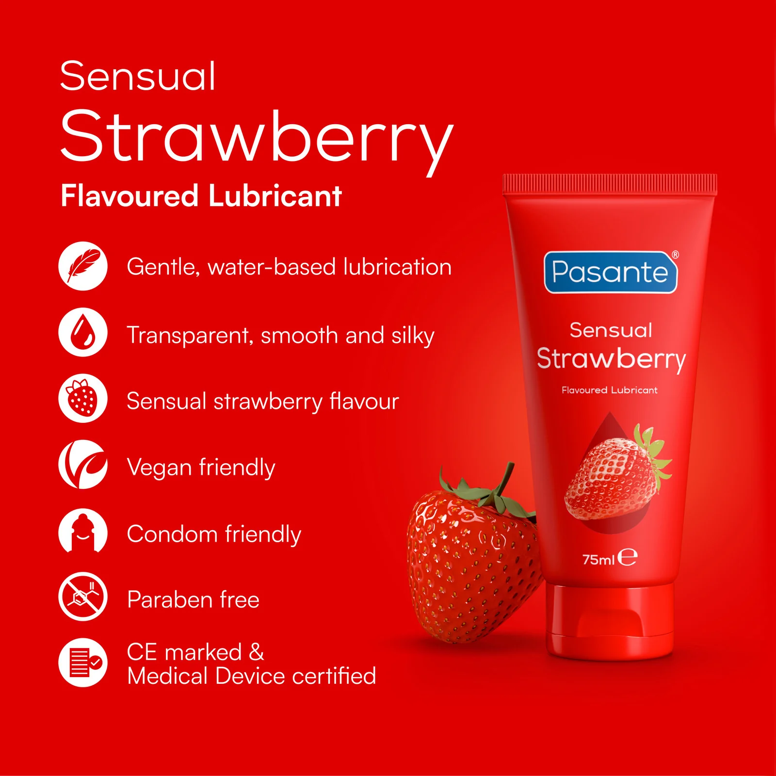 Pasante Strawberry Flavoured Lube in 75ml Tube - Image 3